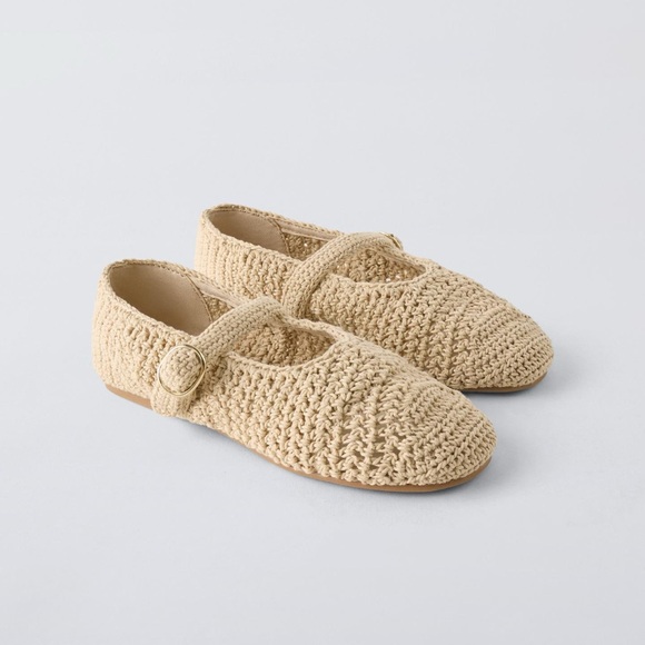 Zara Other - Zara kids crochet ballet flats off white NWT